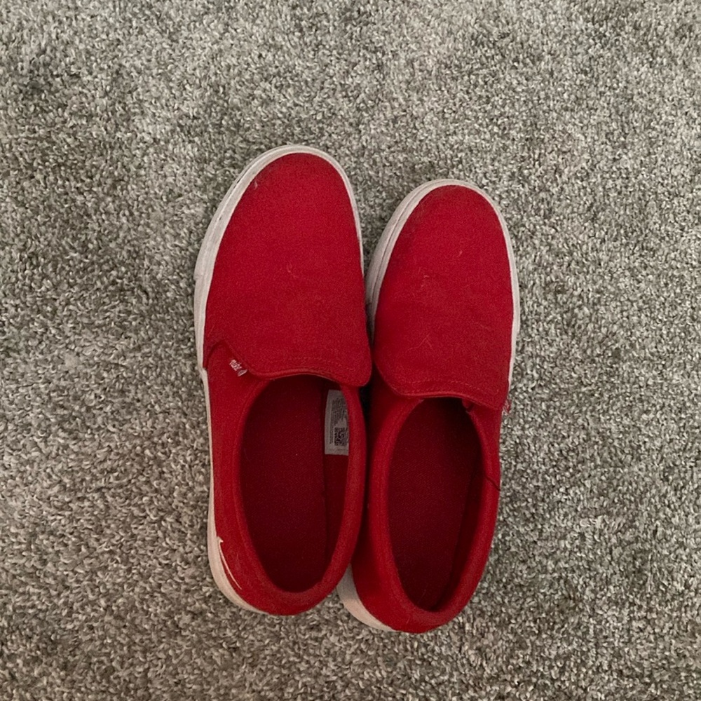 red nike slip ons